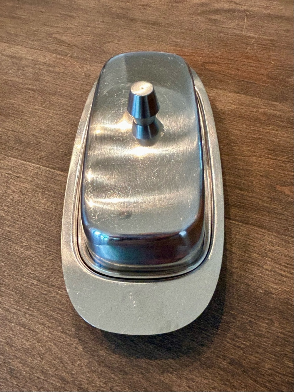Vintage Oneida 18/8 Stainless Steel Butter Dish Glass Insert MCM